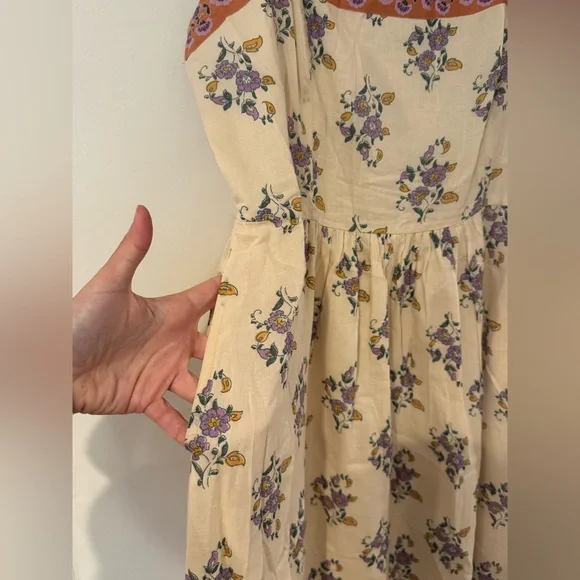 Aqua Floral Midi Swing Dress 100% Cotton - Picture 3 of 7